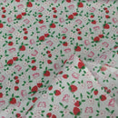Pink Strawberry Blossom & Butterfly Polycotton Fabric – White Floral Printed Dressmaking & Craft Fabric, 45” Wide - Bull Ring Fabrics