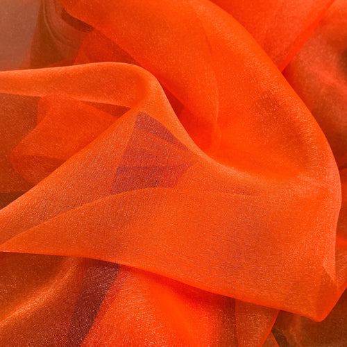 Plain Organza Fabric Draping Decorations 150cm, Fluorescent Orange - Bull Ring Fabrics