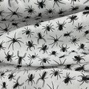 PolyCotton Halloween Fabric Spiders Cobwebs Dress Quilting Decor 45" White - Bull Ring Fabrics