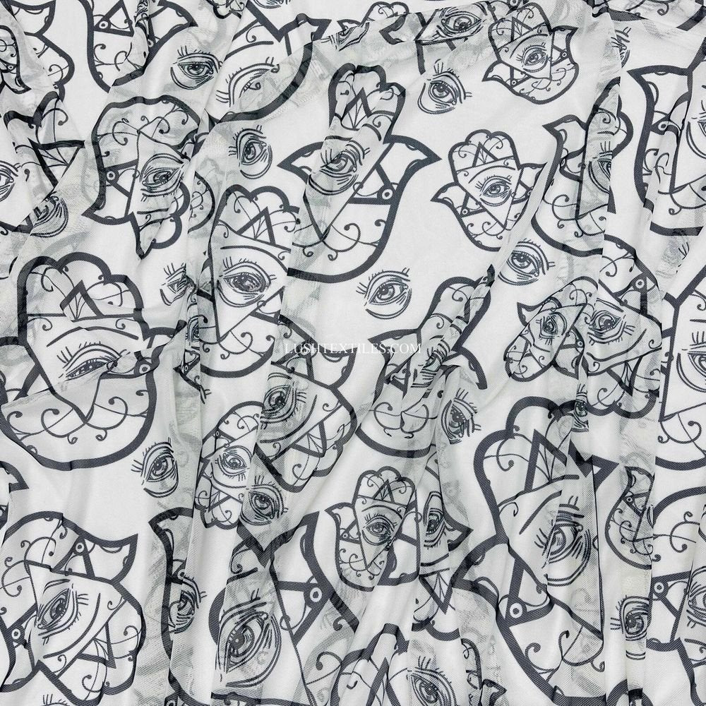 Power Net Lycra Fabric Mystic Fortune Teller All Seeing Eye Goth Stretch Spandex - Bull Ring Fabrics