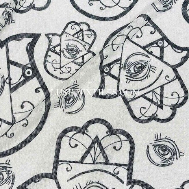 Power Net Lycra Fabric Mystic Fortune Teller All Seeing Eye Goth Stretch Spandex - Bull Ring Fabrics