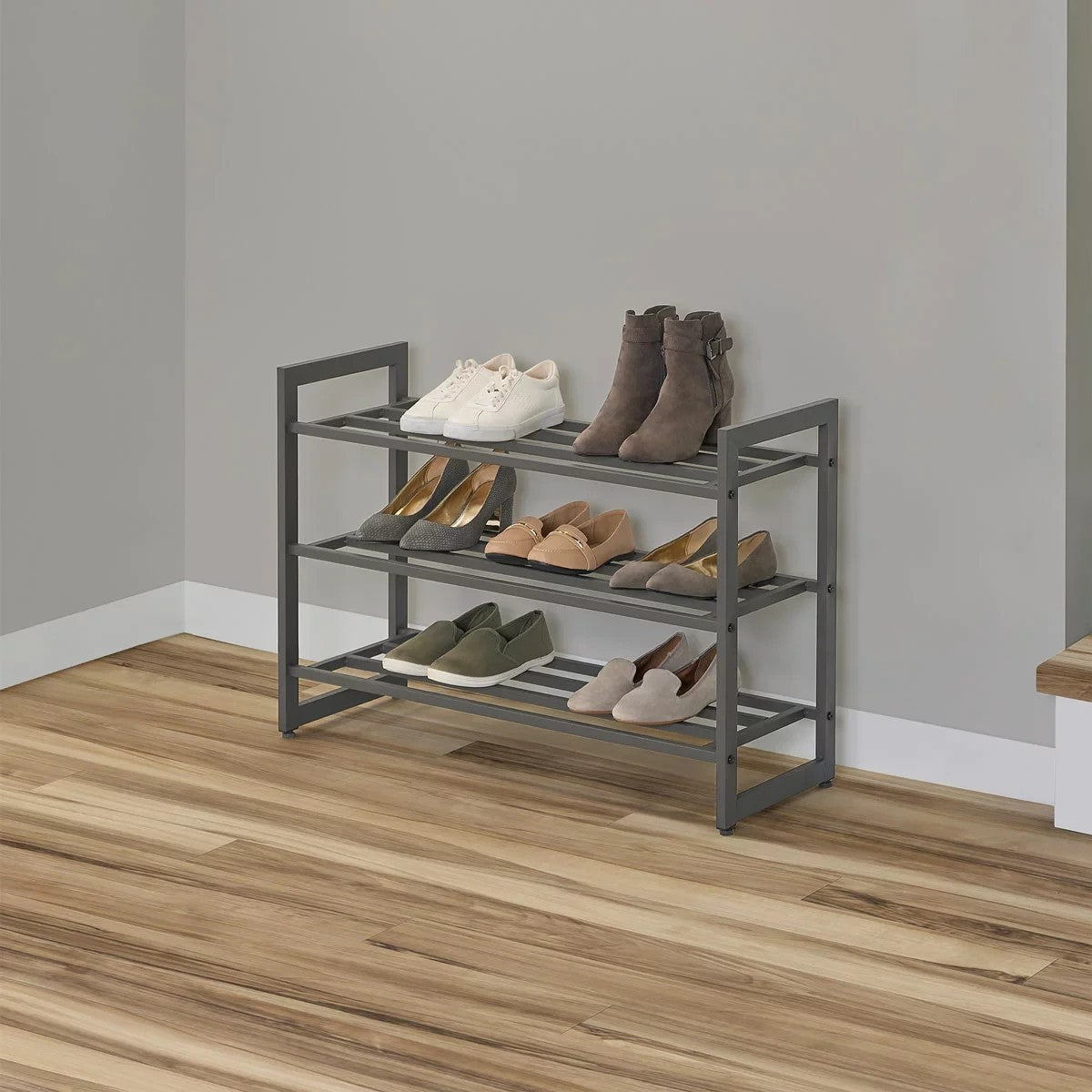 Premium 3 Tier Heavy Duty Metal Shoe Rack Stackable Storage Rack Space Saver - Bull Ring Fabrics