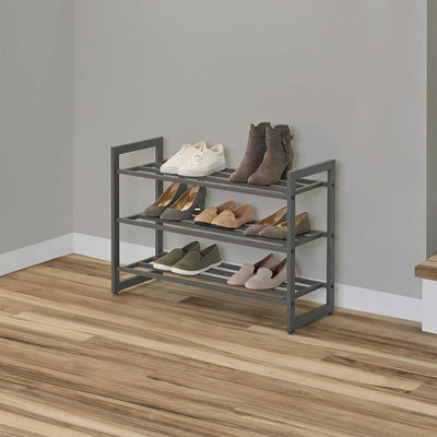 Premium 3 Tier Heavy Duty Metal Shoe Rack Stackable Storage Rack Space Saver - Bull Ring Fabrics