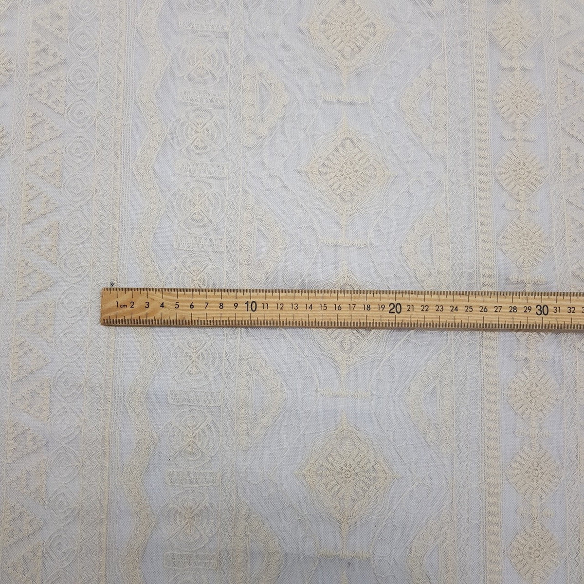 Premium Dress Lace Fabric Dahlia Embroidery Net Bridal Wedding Lace 60", Cream - Bull Ring Fabrics