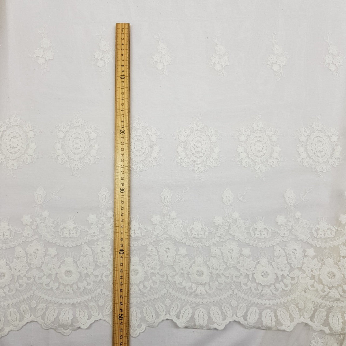 Premium Lace Celosia Embroidery Net Wedding Lace Fabric, Cream - Bull Ring Fabrics