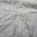 Premium Lace Embroidery Tulle/Net Lace Liberty Floral Flower Fabric, Cream - Bull Ring Fabrics