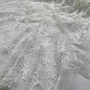 Premium Lace Embroidery Tulle/Net Lace Liberty Floral Flower Fabric, Cream - Bull Ring Fabrics