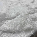 Premium Lace Embroidery Tulle/Net Lace Liberty Floral Flower Fabric, Cream - Bull Ring Fabrics