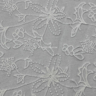 Premium Lace Embroidery Tulle/Net Lace Liberty Floral Flower Fabric, Cream - Bull Ring Fabrics