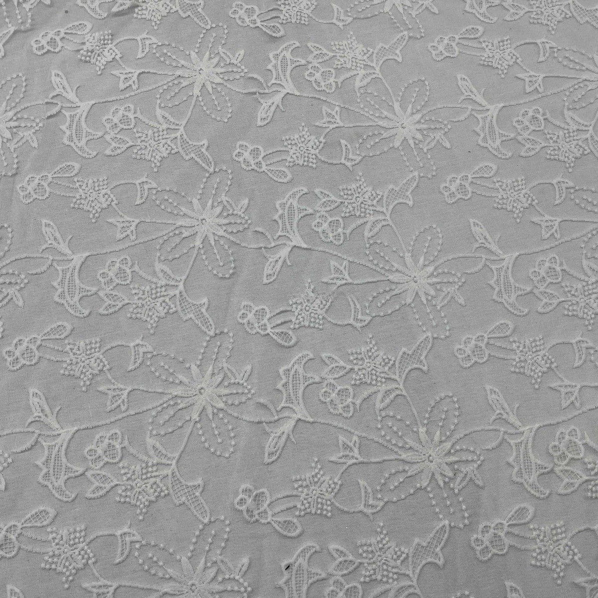 Premium Lace Embroidery Tulle/Net Lace Liberty Floral Flower Fabric, Cream - Bull Ring Fabrics