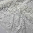 Premium Lace Embroidery Tulle/Net Lace Liberty Floral Flower Fabric, Cream - Bull Ring Fabrics