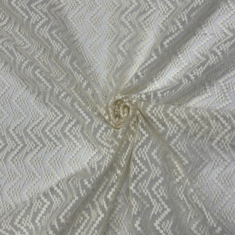 Premium Lace Guipure Aztec Applique Organza Lace Fabric, Cream - Bull Ring Fabrics