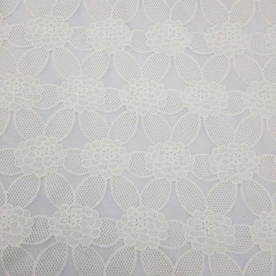 Premium Lace Guipure Floral Applique Organza Lace Fabric, Cream - Bull Ring Fabrics