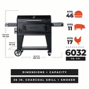 Premium Steel Masterbuilt 36" (91.4Cm) Charcoal BBQ Wheel Cart Barbecue 91.7kg - Bull Ring Fabrics