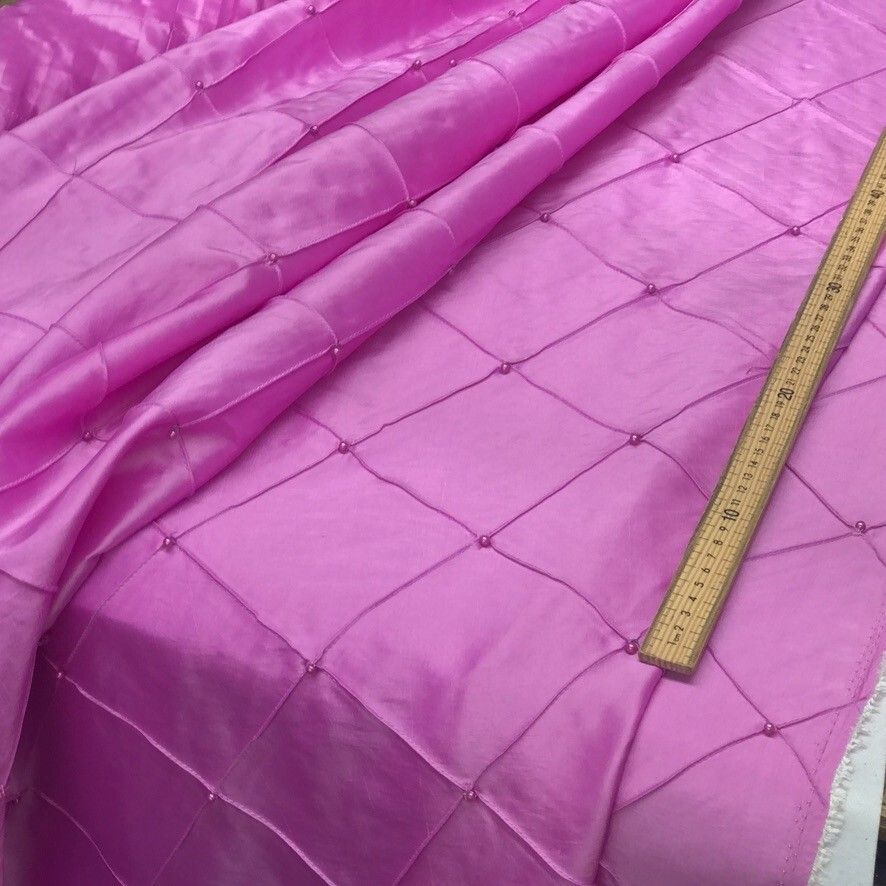 Prestige Diamond Quilted & Pearl Taffeta Fabric 60", Pink Shot Cerise - Bull Ring Fabrics