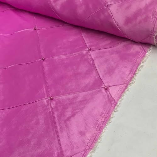 Prestige Diamond Quilted & Pearl Taffeta Fabric 60", Pink Shot Cerise - Bull Ring Fabrics