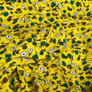 Pretty Floral Viscose Summer Dress Fabric 60", Yellow - Bull Ring Fabrics