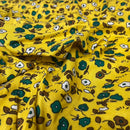 Pretty Floral Viscose Summer Dress Fabric 60", Yellow - Bull Ring Fabrics