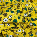 Pretty Floral Viscose Summer Dress Fabric 60", Yellow - Bull Ring Fabrics