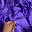 Purple Satin Fabric Small Silver Gemstones Dress Draping Material 60" - Bull Ring Fabrics