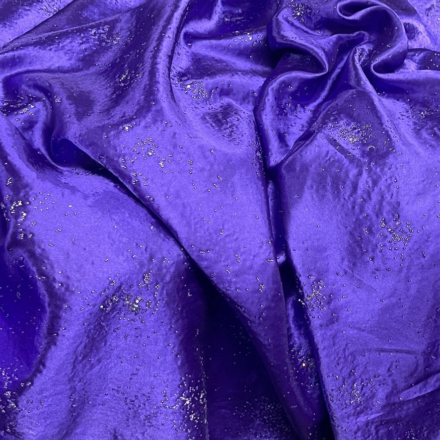 Purple Satin Fabric Small Silver Gemstones Dress Draping Material 60" - Bull Ring Fabrics