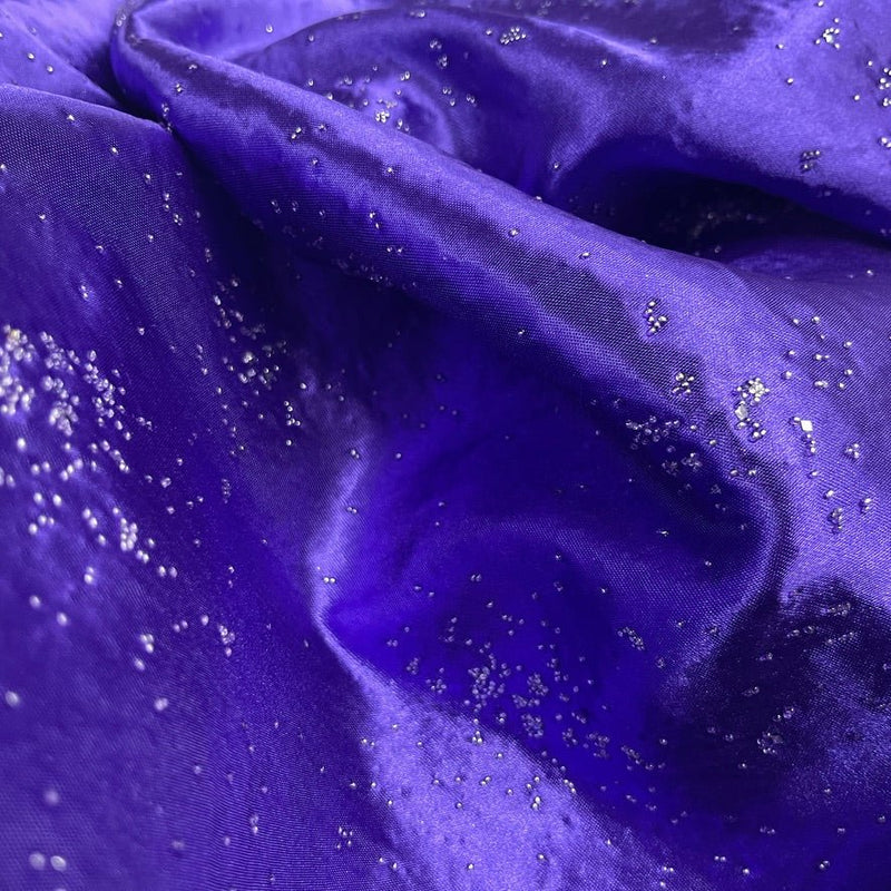 Purple Satin Fabric Small Silver Gemstones Dress Draping Material 60" - Bull Ring Fabrics