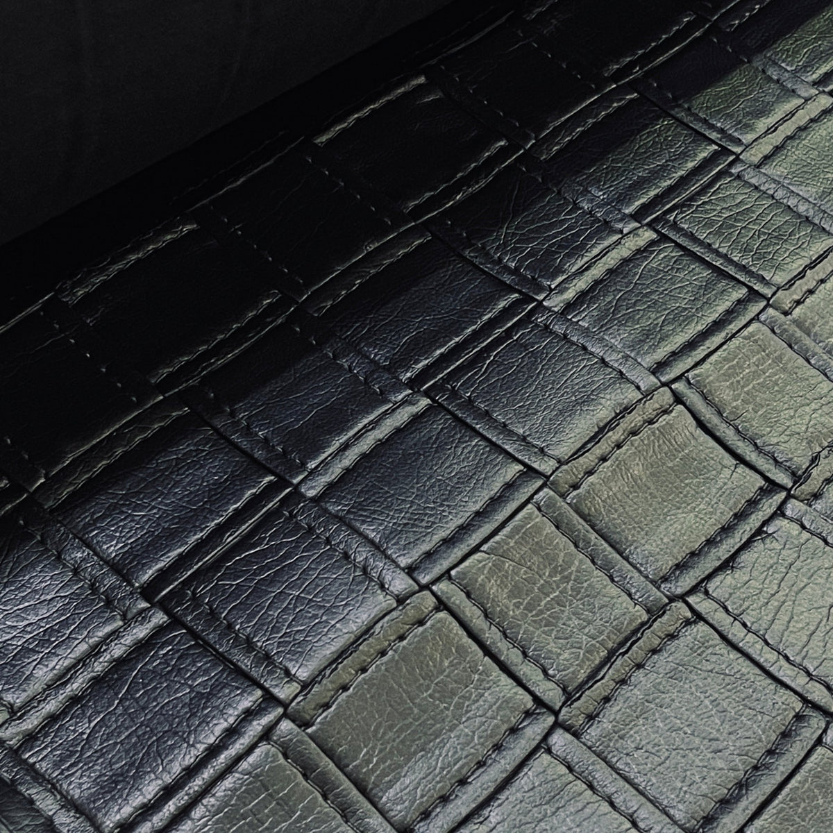 Quilted Squares Faux Leather Car Interior Door Cards Fabric Upholstery 54" Black - Bull Ring Fabrics