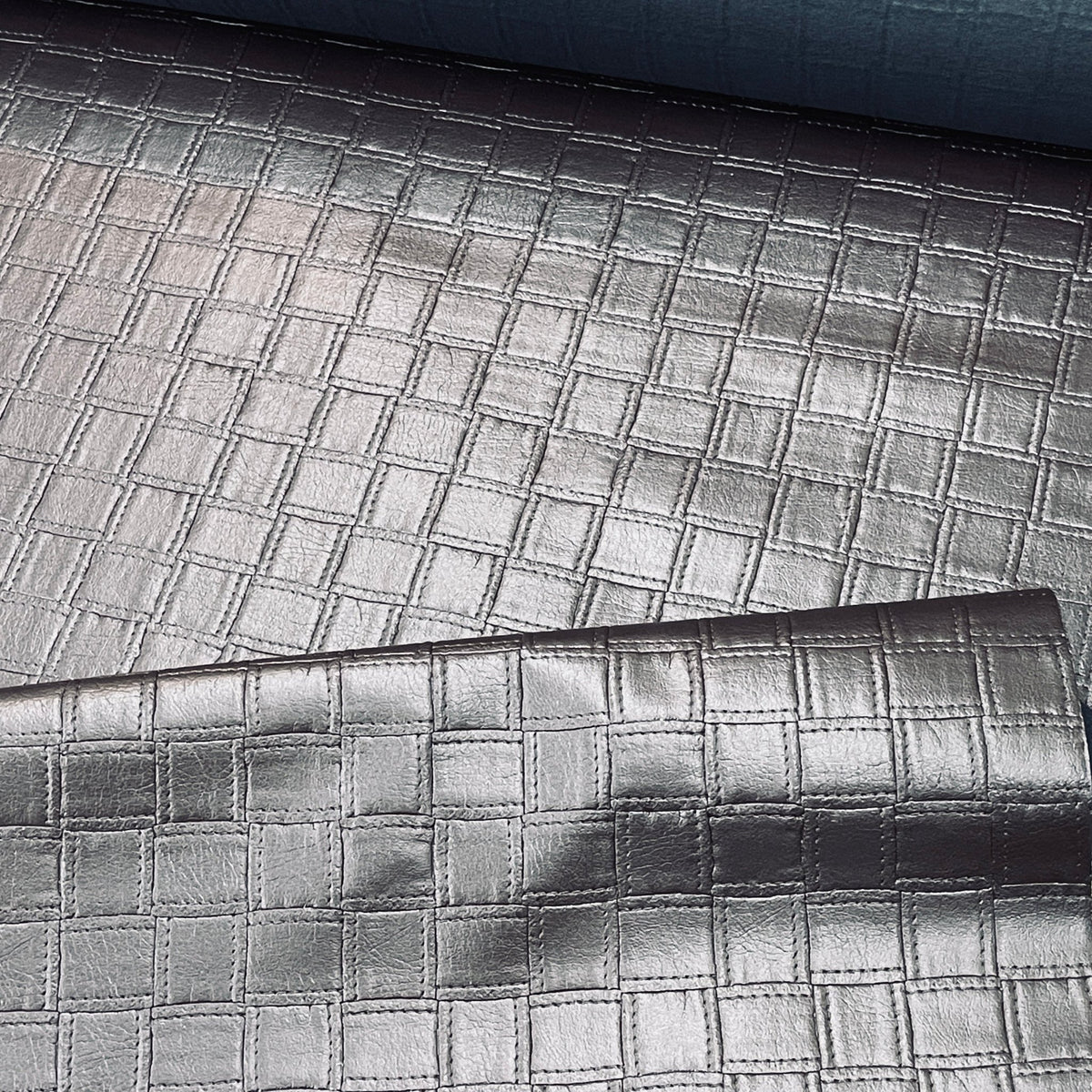 Quilted Squares Faux Leather Car Interior Door Cards Fabric Upholstery 54" Brown - Bull Ring Fabrics