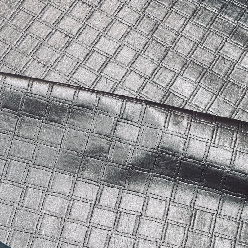 Quilted Squares Faux Leather Car Interior Door Cards Fabric Upholstery 54" Brown - Bull Ring Fabrics