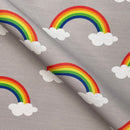 Rainbow In Clouds Heavy Cotton Craft Upholstery Fabric 140cm, Grey - Bull Ring Fabrics