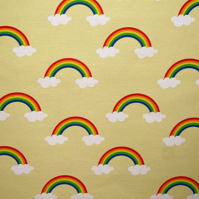 Rainbow In Clouds Heavy Cotton Craft Upholstery Fabric 140cm, Yellow - Bull Ring Fabrics