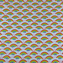 Rainbow In Clouds Polycotton Dress Fabric 45", Pink - Bull Ring Fabrics