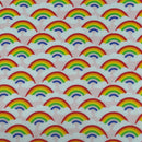 Rainbow In Clouds Polycotton Dress Fabric 45", Pink - Bull Ring Fabrics
