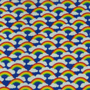 Rainbow In Clouds Polycotton Dress Fabric 45", Royal Blue - Bull Ring Fabrics
