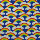 Rainbow In Clouds Polycotton Dress Fabric 45", Royal Blue - Bull Ring Fabrics