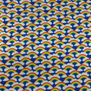 Rainbow In Clouds Polycotton Dress Fabric 45", Royal Blue - Bull Ring Fabrics