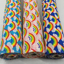 Rainbow In Clouds Polycotton Dress Fabric 45", Royal Blue - Bull Ring Fabrics