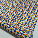 Rainbow In Clouds Polycotton Dress Fabric 45", Royal Blue - Bull Ring Fabrics