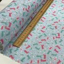 Rainy Day Wellies & Umbrellas Polycotton Fabric – Light Blue Novelty Print Dressmaking & Craft Fabric, 45” Wide - Bull Ring Fabrics