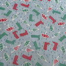 Rainy Day Wellies & Umbrellas Polycotton Fabric – Light Blue Novelty Print Dressmaking & Craft Fabric, 45” Wide - Bull Ring Fabrics
