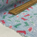 Rainy Day Wellies & Umbrellas Polycotton Fabric – Light Blue Novelty Print Dressmaking & Craft Fabric, 45” Wide - Bull Ring Fabrics