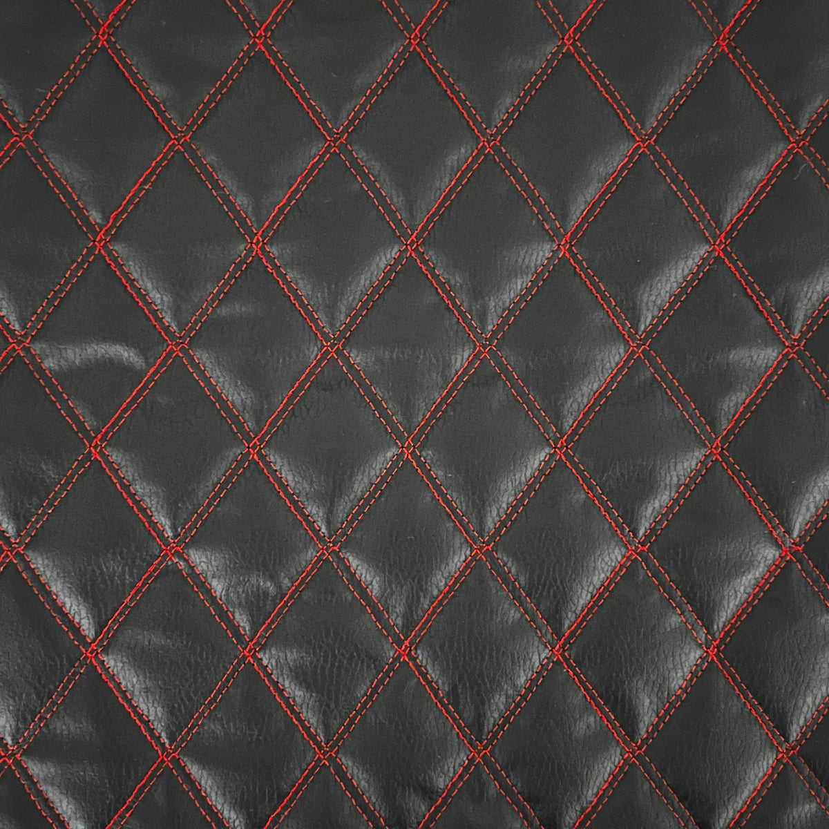 Red Quilted Bentley Double Stitch Leather Car Seats Upholstery Fabric 54" Black - Bull Ring Fabrics