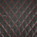 Red Quilted Bentley Double Stitch Leather Car Seats Upholstery Fabric 54" Black - Bull Ring Fabrics