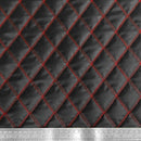 Red Quilted Bentley Double Stitch Leather Car Seats Upholstery Fabric 54" Black - Bull Ring Fabrics