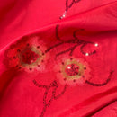 Red Taffeta Fabric Floral Sequins Embroidery Dress Material 60" - Bull Ring Fabrics