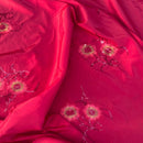 Red Taffeta Fabric Floral Sequins Embroidery Dress Material 60" - Bull Ring Fabrics