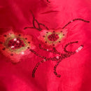 Red Taffeta Fabric Floral Sequins Embroidery Dress Material 60" - Bull Ring Fabrics