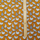 Rose Hubble Chicken Print Cotton Fabric Sewing Craft Quilting 45", Mustard - Bull Ring Fabrics