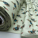 Rose & Hubble Peter Rabbit Cotton Poplin Fabric Bunny & Carrot Dressmaking 45", Green - Bull Ring Fabrics