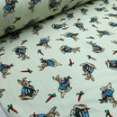 Rose & Hubble Peter Rabbit Cotton Poplin Fabric Bunny & Carrot Dressmaking 45", Green - Bull Ring Fabrics